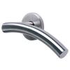 Photo of Arched T Bar lever on Rose (SS Inner) Satin Stainless Steel