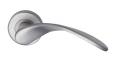 Photo of Volo lever on a rose SATIN CHROME finish=